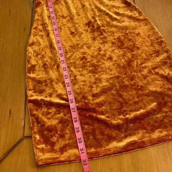 Urban Outfitters Women's Midi Burnt Orange Rust Velvet Like Cocktail Dress M - Picture 5 of 10